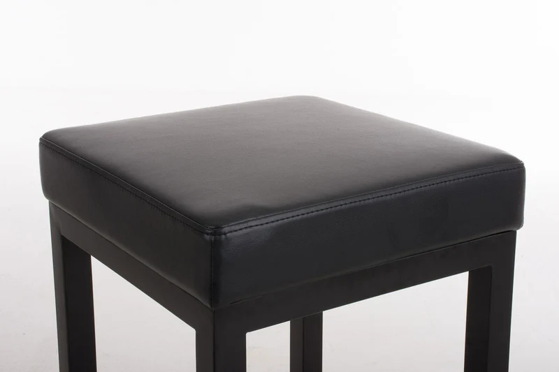 Tabouret de bar x1 avec repose-pieds design simple hauteur d'assise 80 cm en PVC noir et support en métal noir 10_0005406