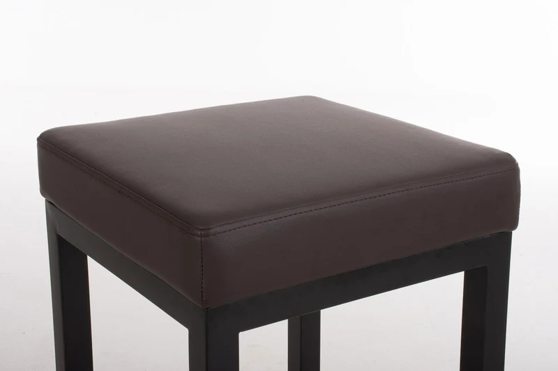 Tabouret de bar x1 assise carrée rembourrée en similicuir marron hauteur d'assise 78 cm structure en métal noir 10_0006084