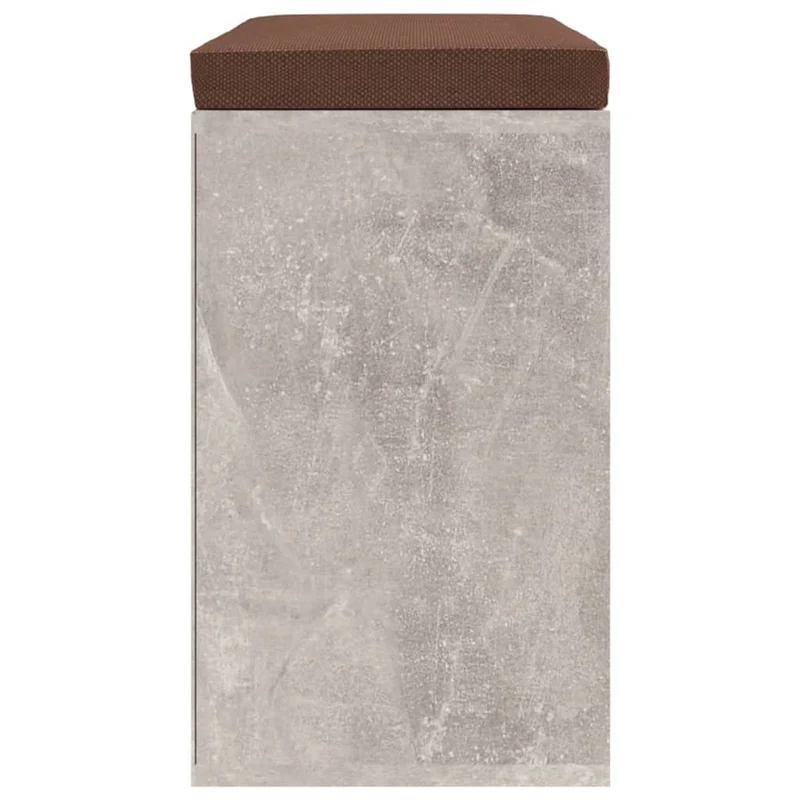 Banc de rangement à chaussures avec coussin d'assise marron 103 x 30 x 48 cm bois d'ingénierie couleur gris béton DEC024903