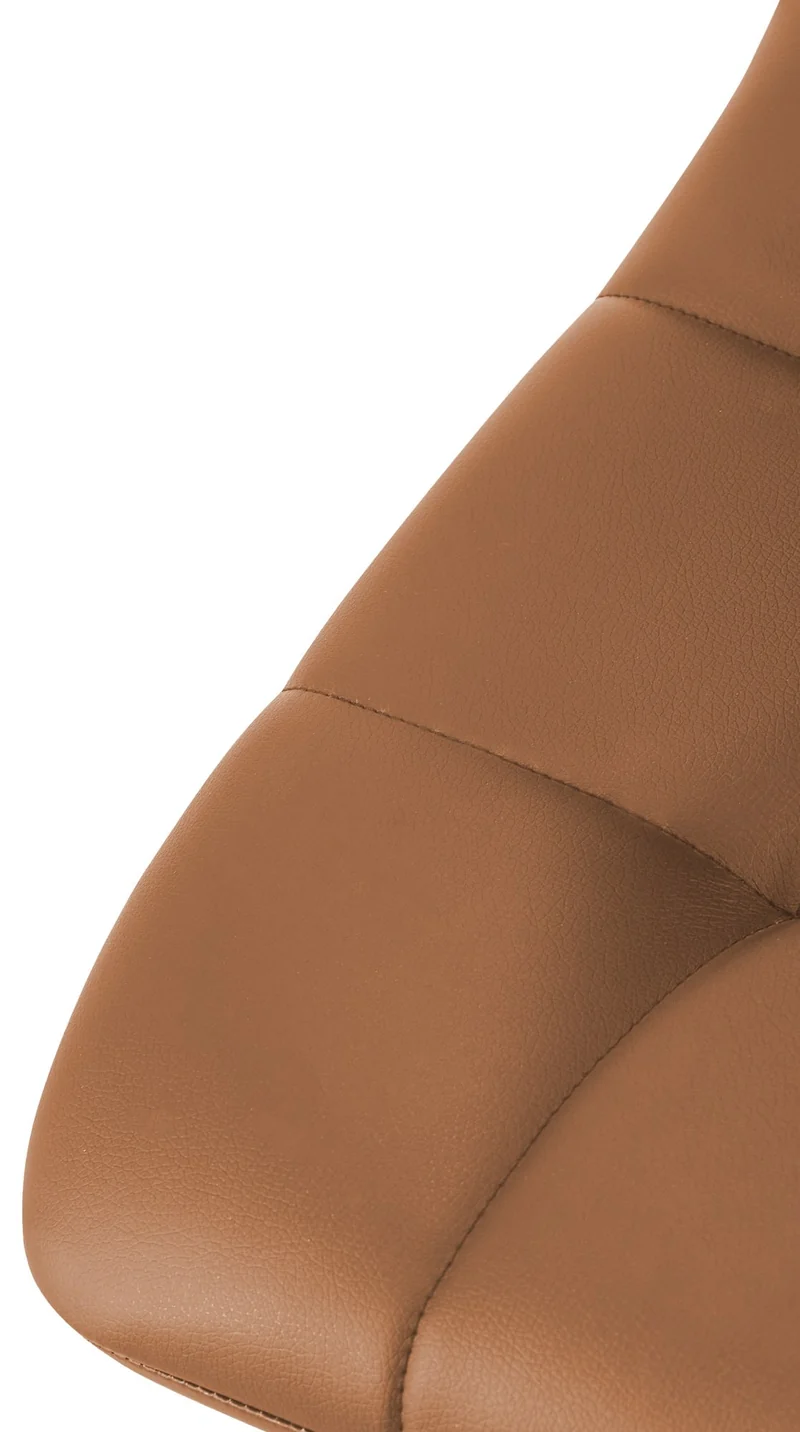 Lot de 4 chaises de salle à manger coutures forme carrées en PVC marron pieds en métal noir 10_0007727