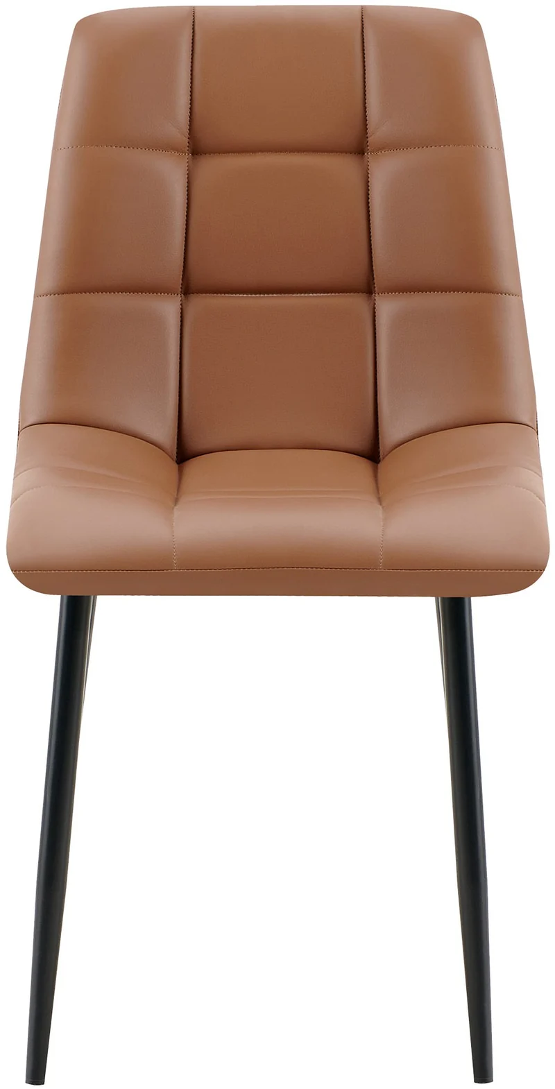 Lot de 4 chaises de salle à manger coutures forme carrées en PVC marron pieds en métal noir 10_0007727