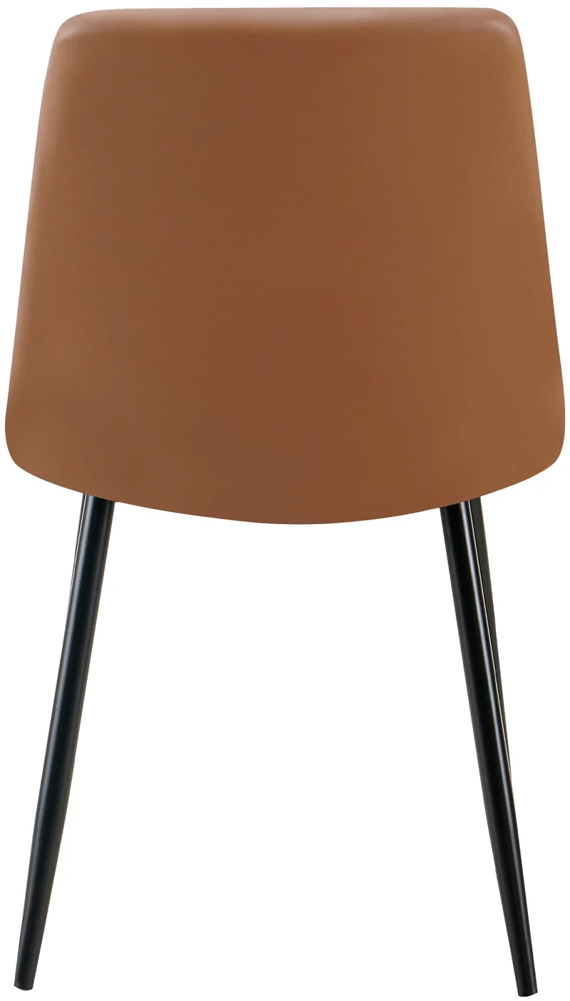 Lot de 4 chaises de salle à manger coutures forme carrées en PVC marron pieds en métal noir 10_0007727