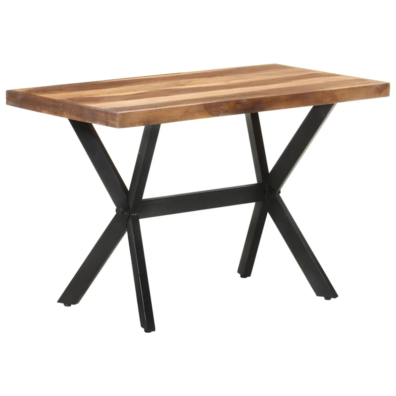 Table de salle à manger design industriel 120 x 60 x 75 cm bois d'acacia massif et bois d'hévéa et acier DEC036596