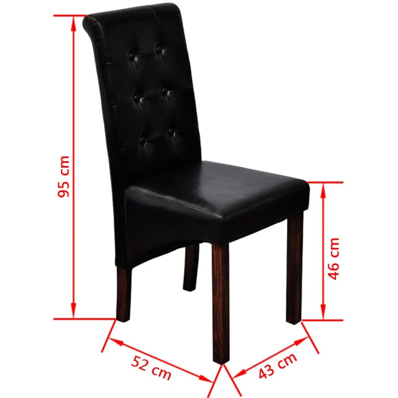 Lot de 4 chaises de salle à manger cuisine capitonné design classique en synthétique noir CDS021799