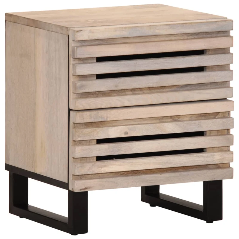 Lot de 2 tables de chevet avec tiroirs 40 x 34 x 46 cm bois manguier massif blanchi DEC034798