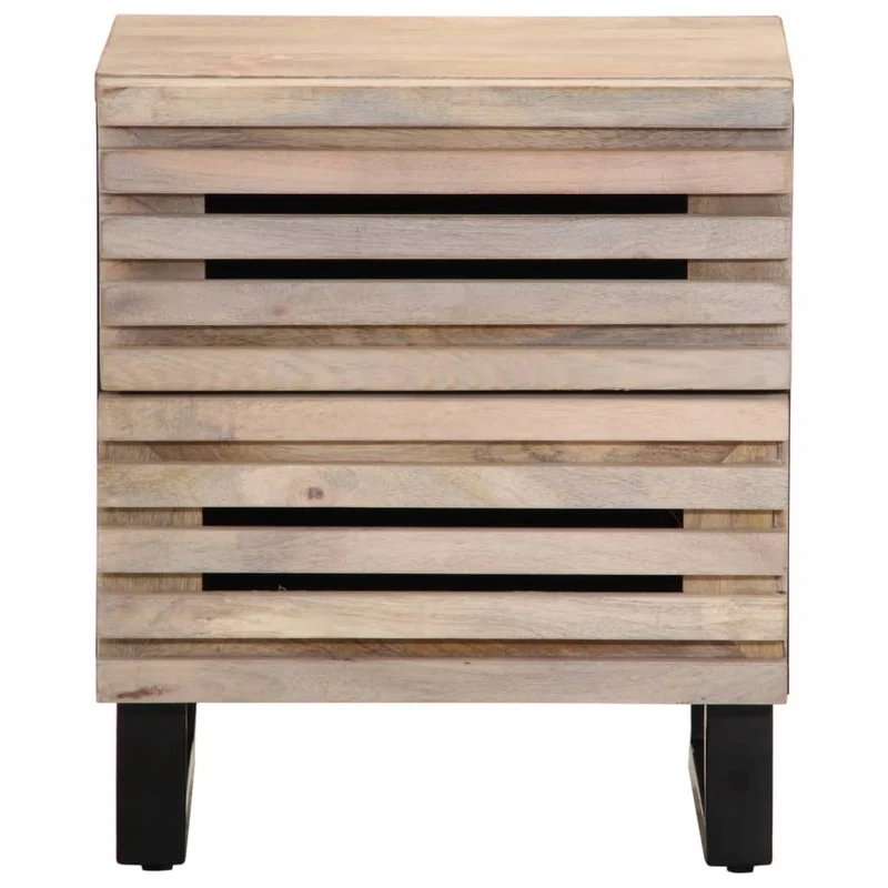 Lot de 2 tables de chevet avec tiroirs 40 x 34 x 46 cm bois manguier massif blanchi DEC034798