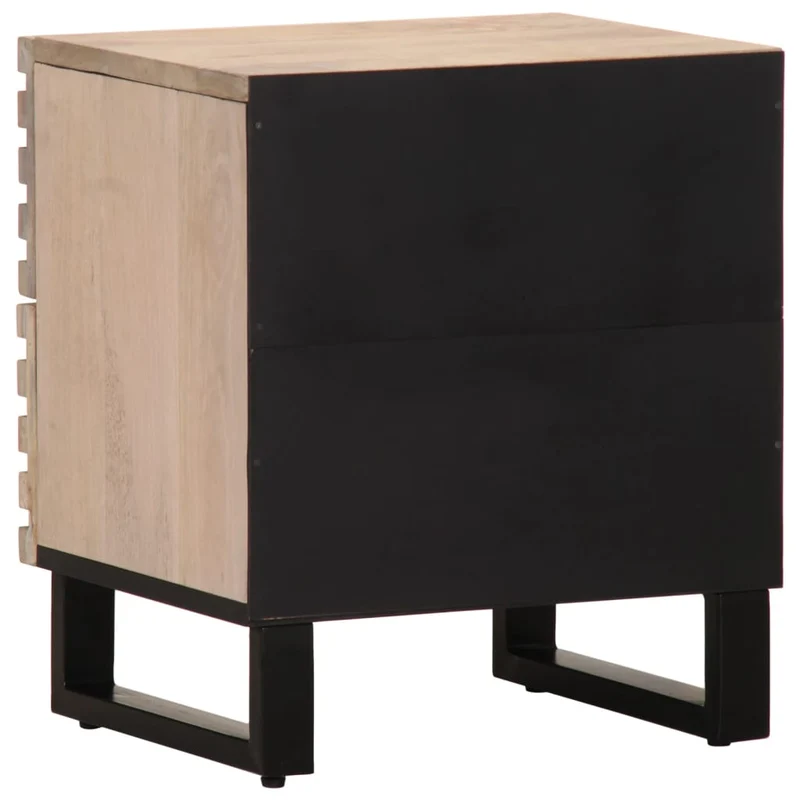 Lot de 2 tables de chevet avec tiroirs 40 x 34 x 46 cm bois manguier massif blanchi DEC034798