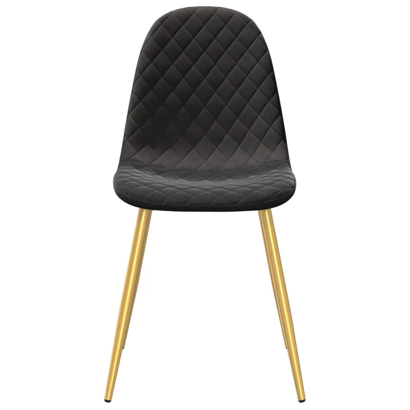 Set de 2 chaises de salle à manger design moderne couture en losange en tissu velours noir DEC025568