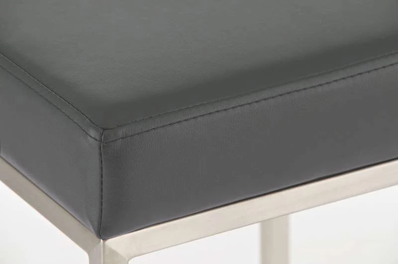 Tabouret de bar design moderne assise confortable en synthétique gris pieds acier inoxydable brossé 10_0000019