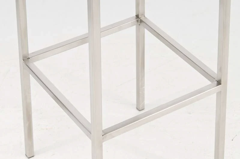 Tabouret de bar design moderne assise confortable en synthétique gris pieds acier inoxydable brossé 10_0000019