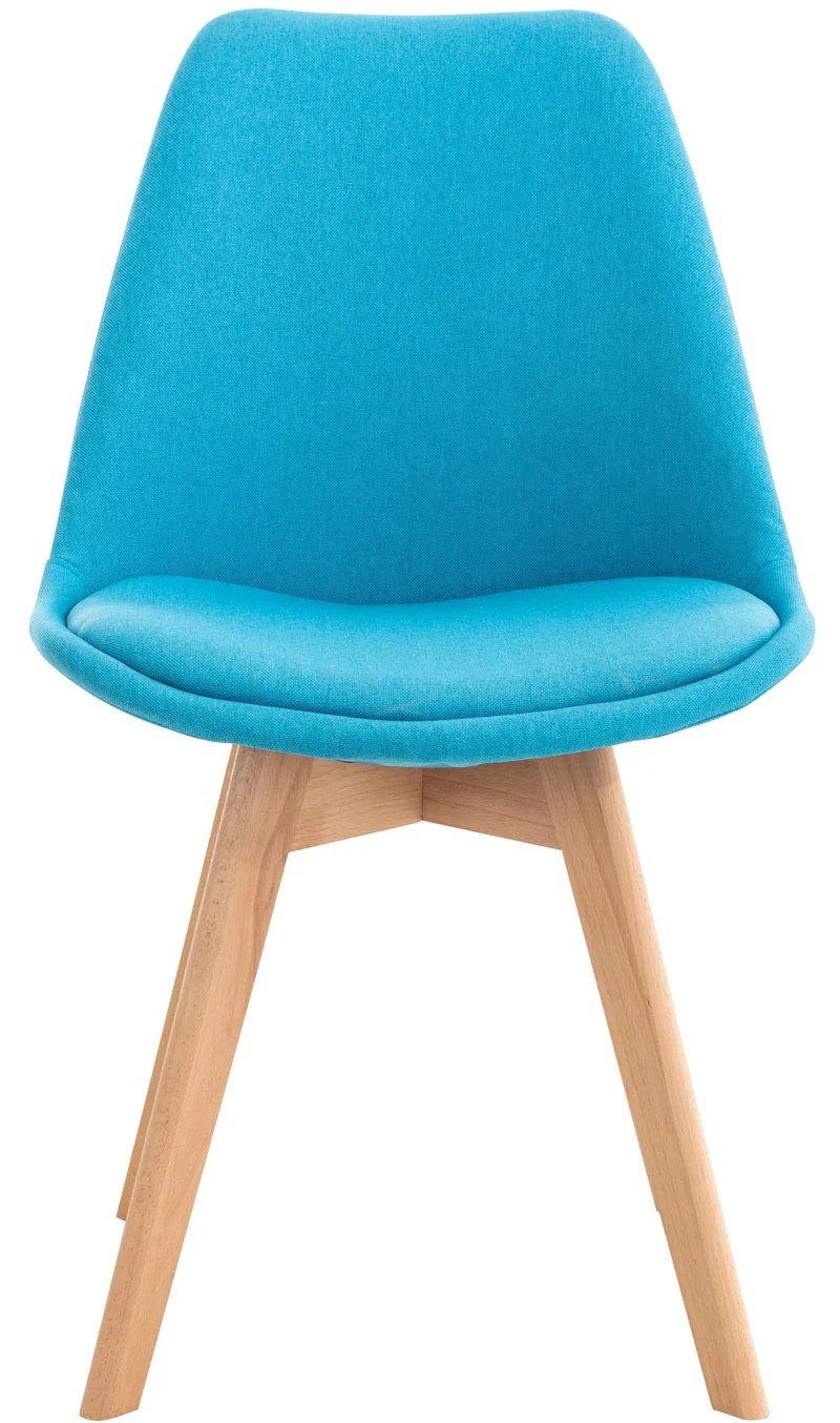 Chaise de salle à manger x1 design scandinave en tissu turquoise et pieds en bois clair 10_0002294