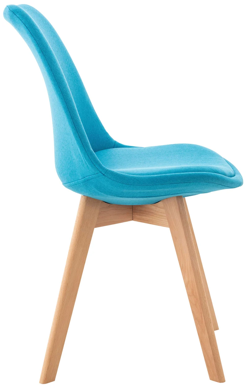 Chaise de salle à manger x1 design scandinave en tissu turquoise et pieds en bois clair 10_0002294