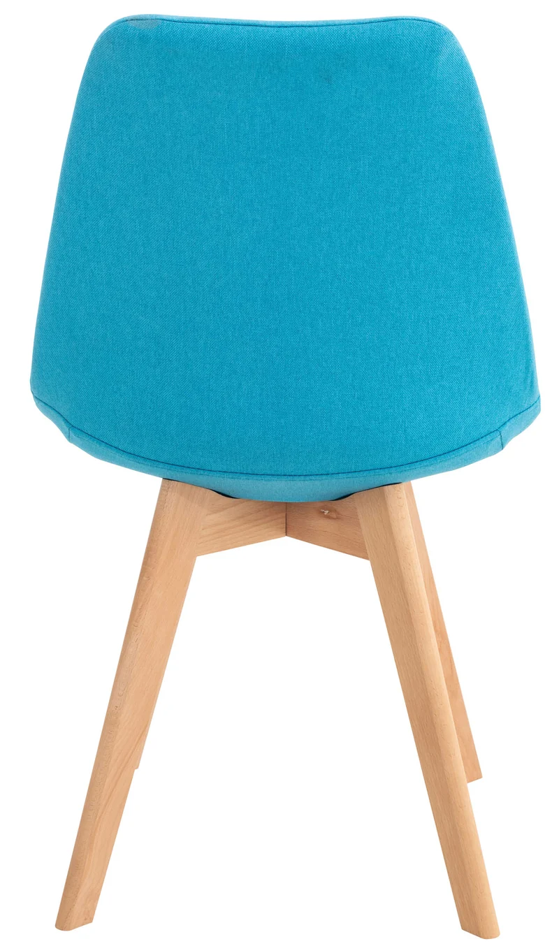 Chaise de salle à manger x1 design scandinave en tissu turquoise et pieds en bois clair 10_0002294