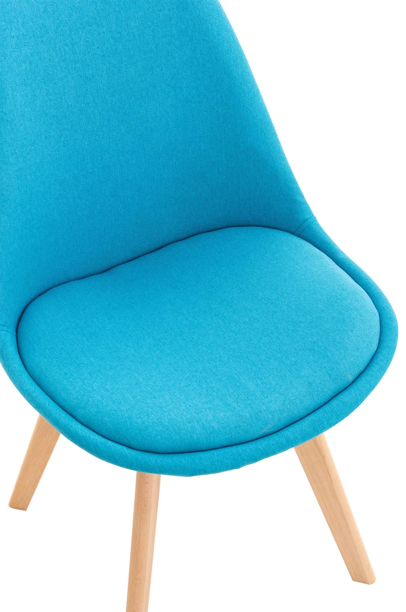 Chaise de salle à manger x1 design scandinave en tissu turquoise et pieds en bois clair 10_0002294