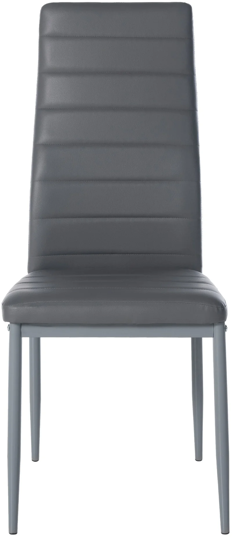 Chaise de salle à manger x1 design simple en PVC gris avec couture décorative cadre en métal gris 10_0002055