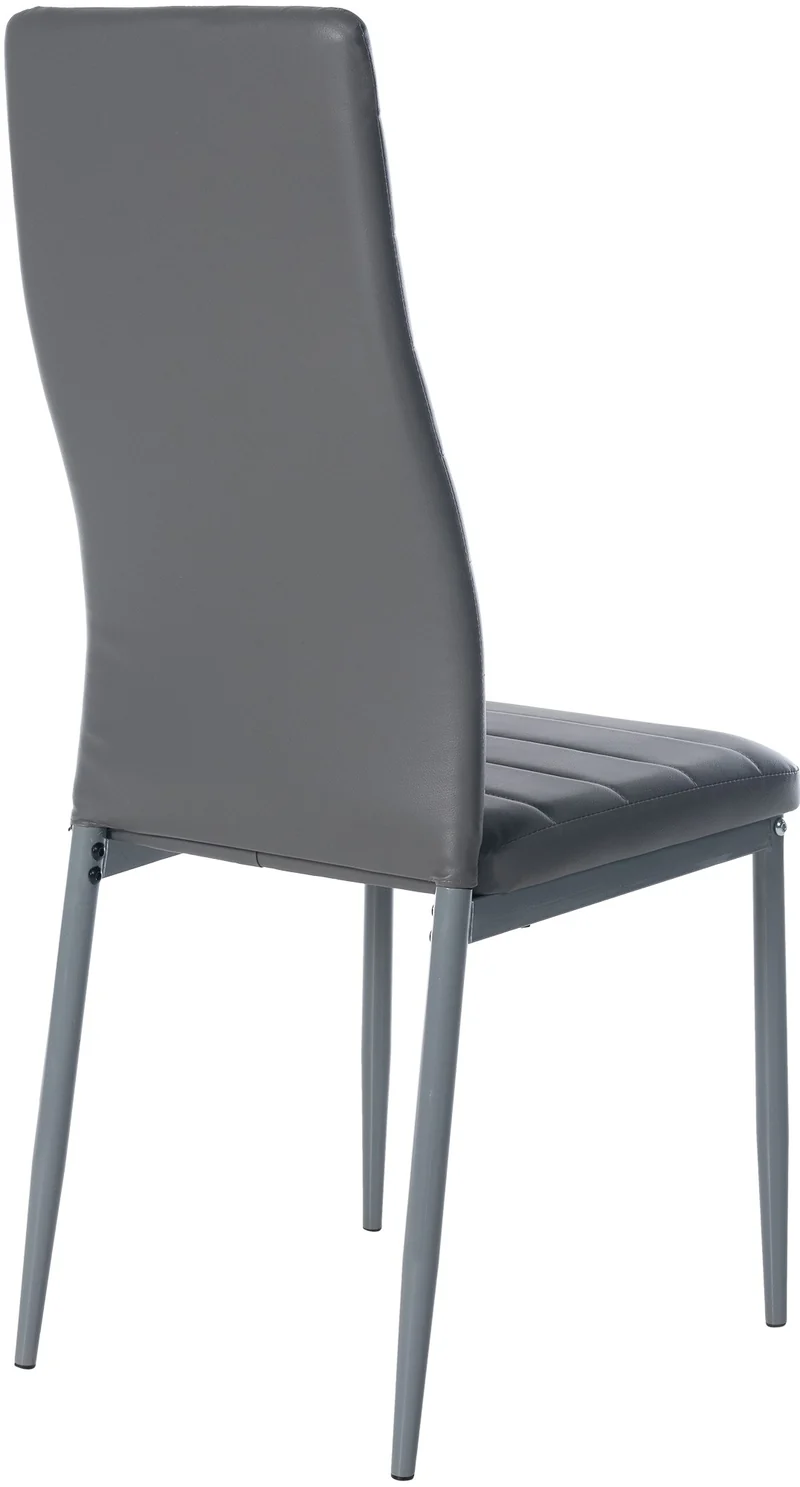 Chaise de salle à manger x1 design simple en PVC gris avec couture décorative cadre en métal gris 10_0002055