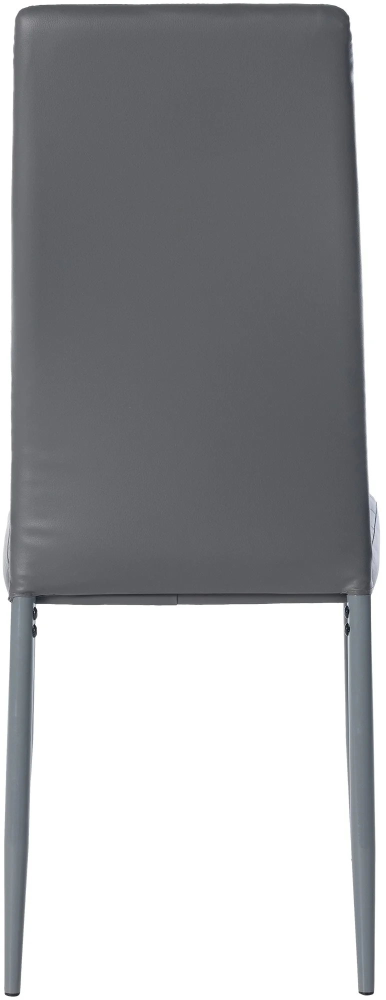 Chaise de salle à manger x1 design simple en PVC gris avec couture décorative cadre en métal gris 10_0002055
