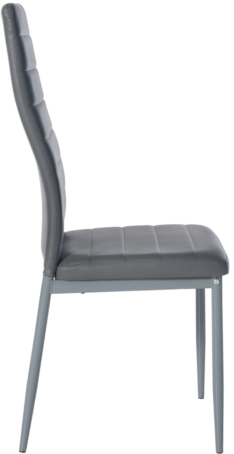 Chaise de salle à manger x1 design simple en PVC gris avec couture décorative cadre en métal gris 10_0002055