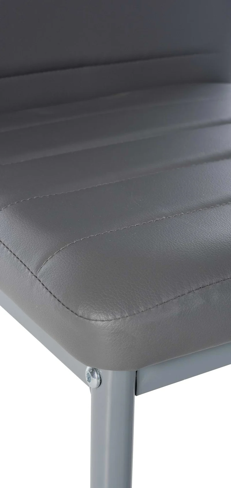 Lot de 6 chaises de salle à manger design simple en synthétique gris avec couture cadre en métal noir CDS10295