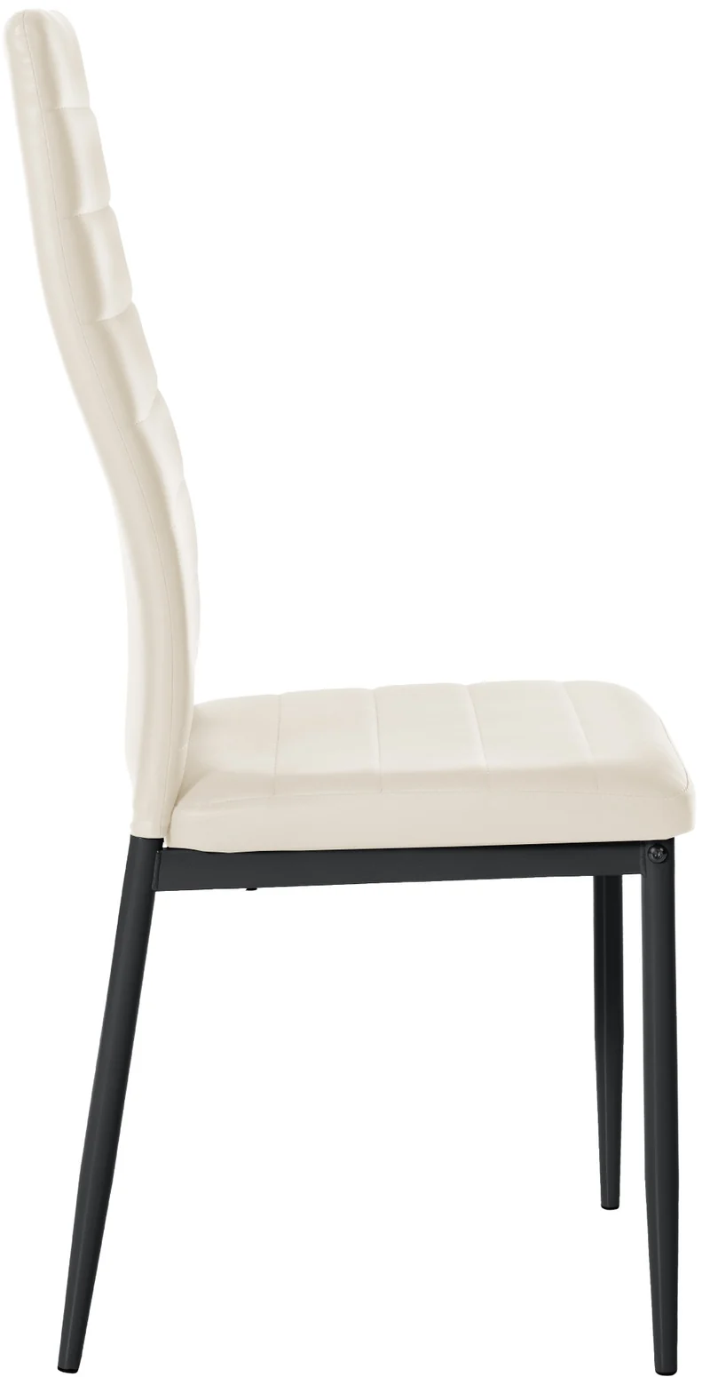 Lot de 6 chaises de salle à manger design simple en synthétique crème avec couture cadre en métal noir CDS10294