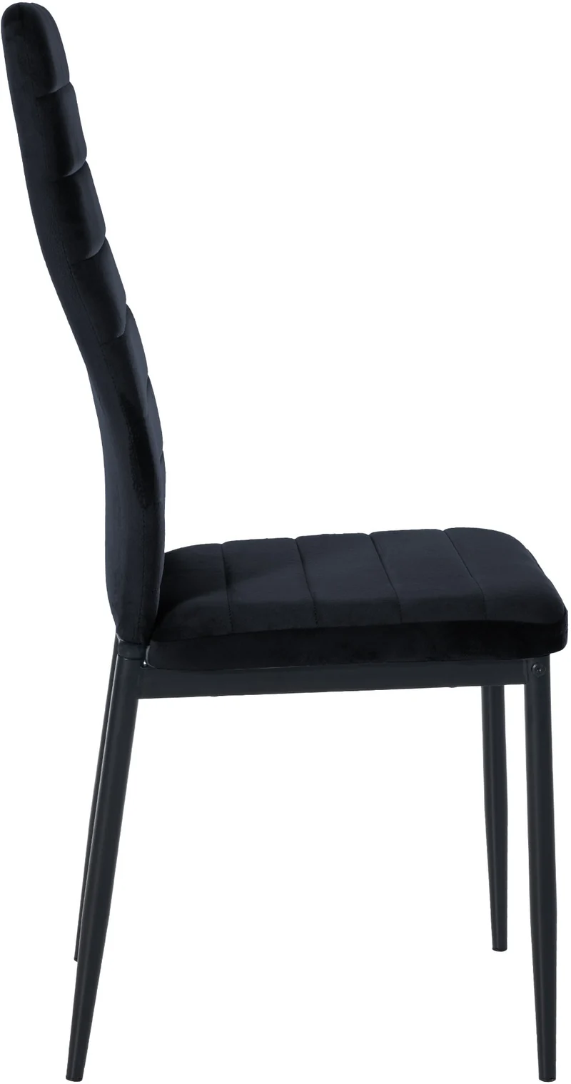 Lot de 6 chaises de salle à manger design simple en tissu velours noir avec couture cadre en métal noir CDS10293