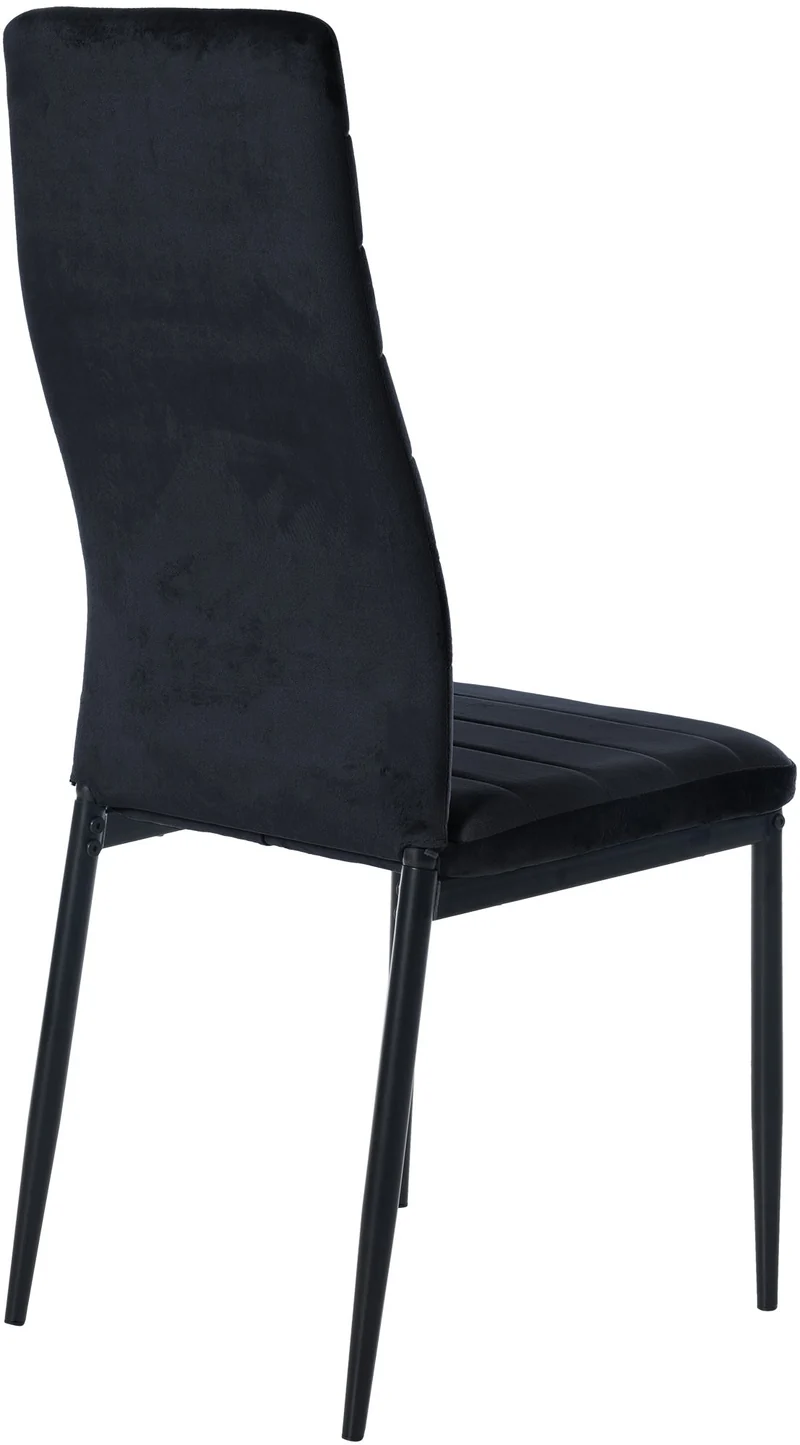 Lot de 6 chaises de salle à manger design simple en tissu velours noir avec couture cadre en métal noir CDS10293
