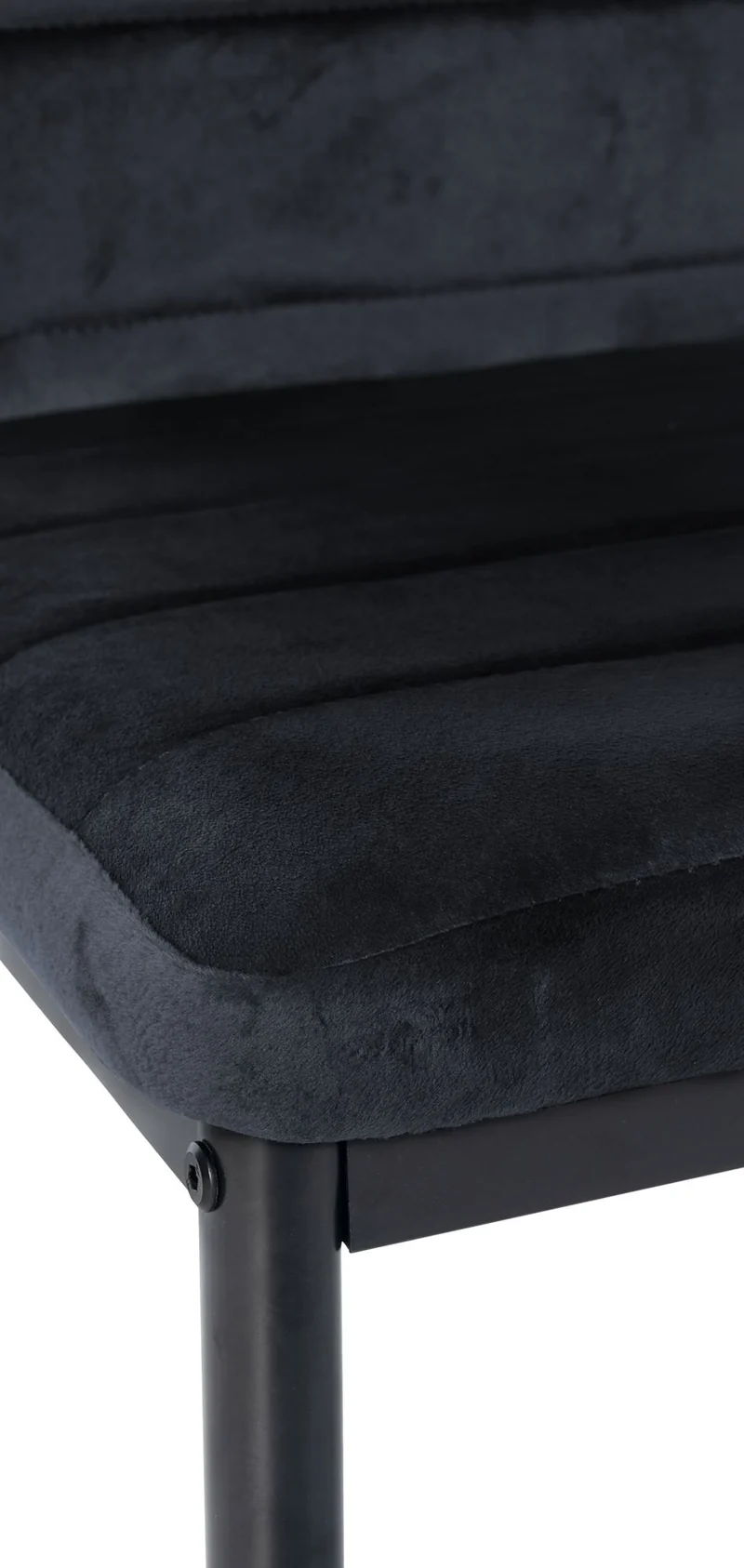 Lot de 6 chaises de salle à manger design simple en tissu velours noir avec couture cadre en métal noir CDS10293