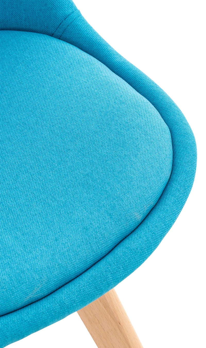 Lot de 4 chaises de salle à manger cuisine bureau style scandinave en tissu bleu turquoise pieds en bois CDS10086