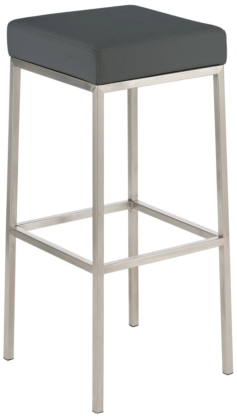 Lot de 2 tabourets de bar avec repose-pieds design simple hauteur 80 cm assise en PVC gris support en acier inoxydable 10_0004361