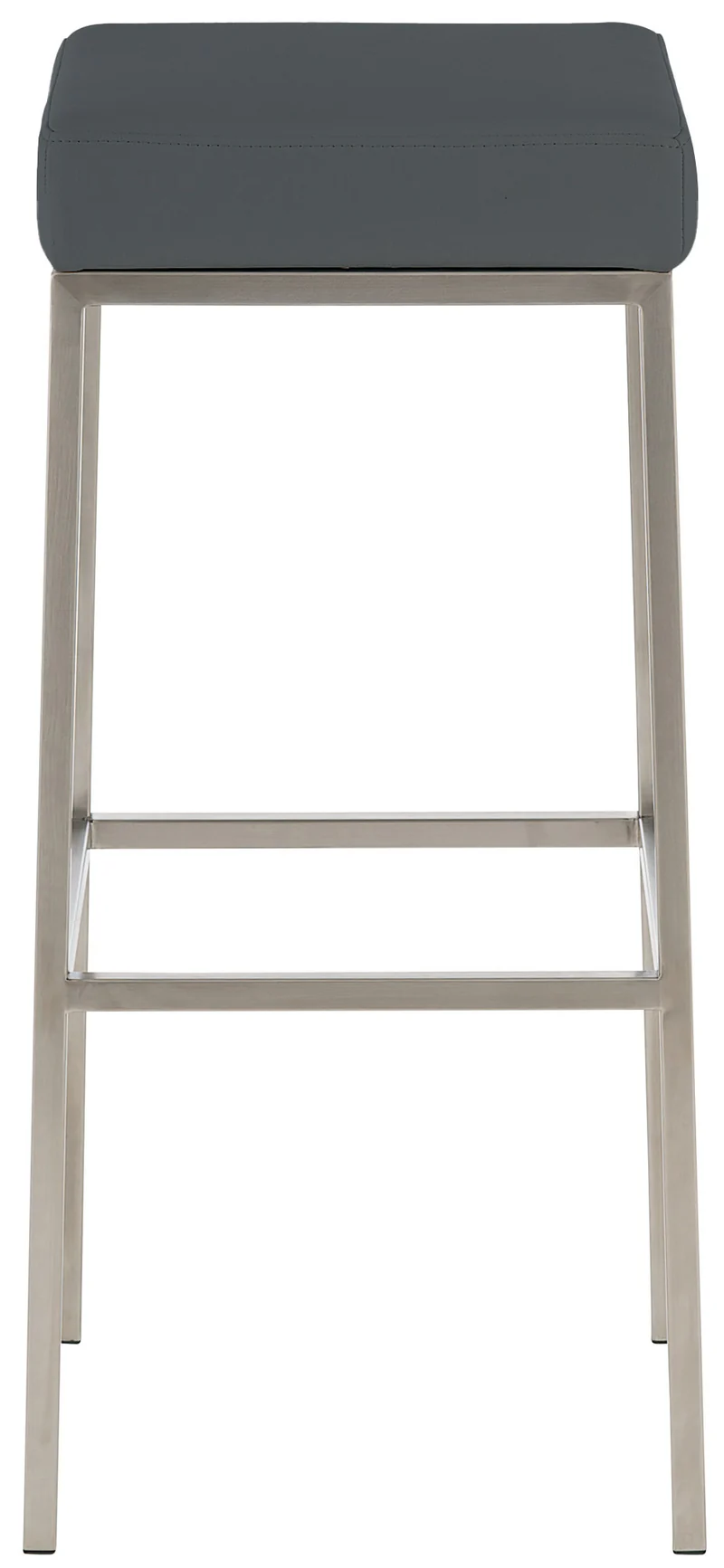 Lot de 2 tabourets de bar avec repose-pieds design simple hauteur 80 cm assise en PVC gris support en acier inoxydable 10_0004361
