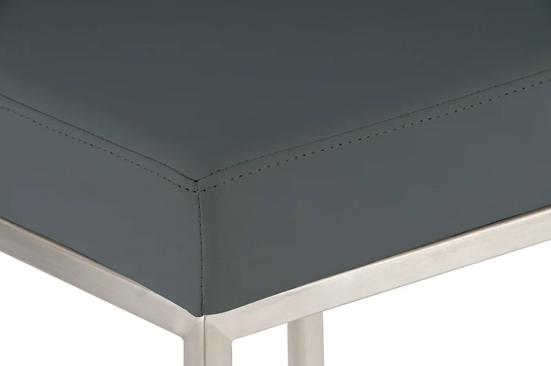 Lot de 2 tabourets de bar avec repose-pieds design simple hauteur 80 cm assise en PVC gris support en acier inoxydable 10_0004361