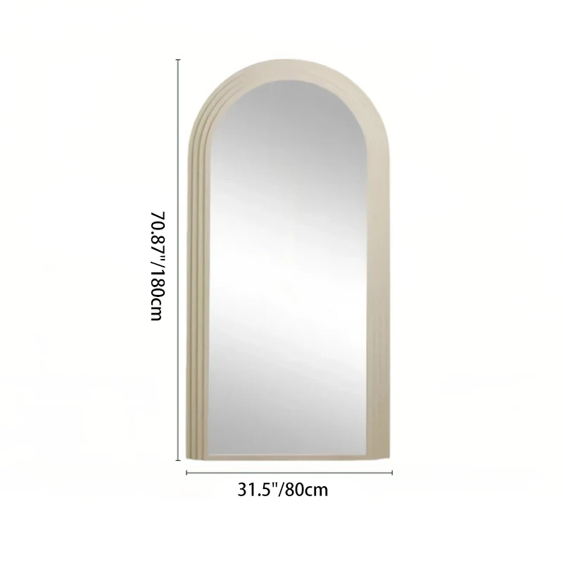 Contemporary Retro Pine Wood Arched Leaning Full-Length Mirror For Bedroom & Living Room Elegant Floor Mirror