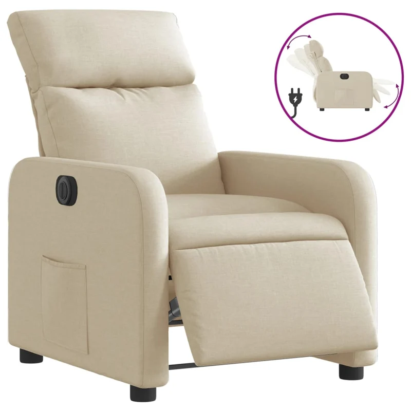 Fauteuil relax TV fonction d'inclinaison électrique très confortable en tissu crème DEC028277