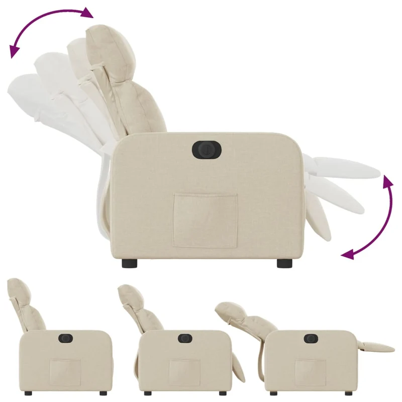 Fauteuil relax TV fonction d'inclinaison électrique très confortable en tissu crème DEC028277