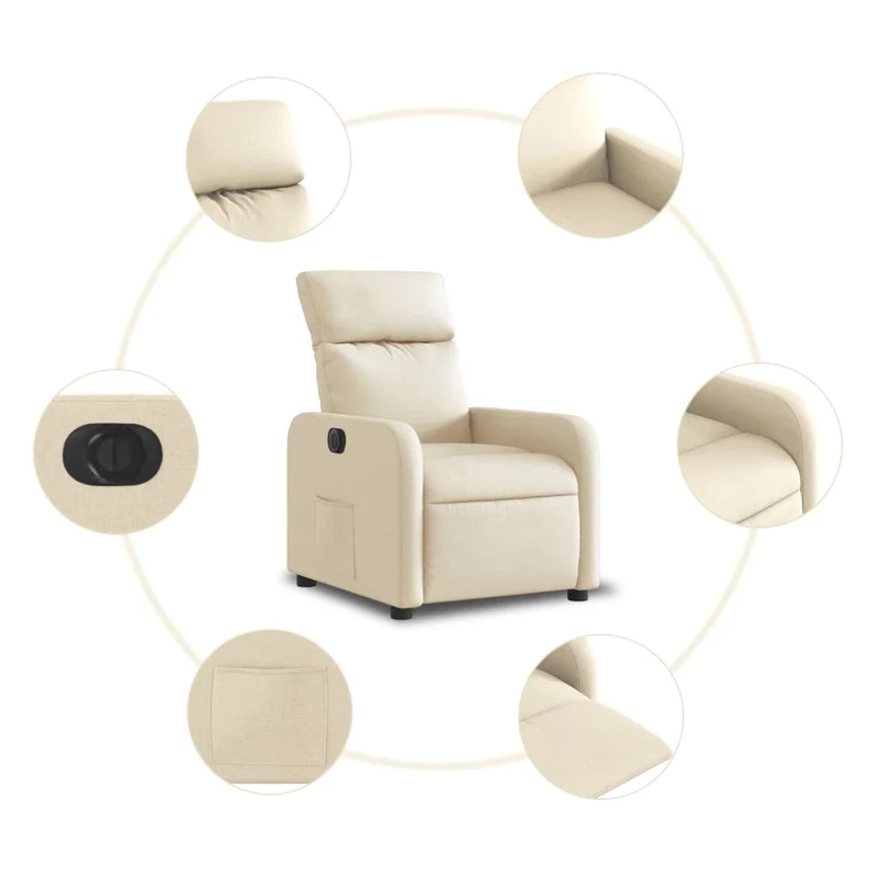 Fauteuil relax TV fonction d'inclinaison électrique très confortable en tissu crème DEC028277