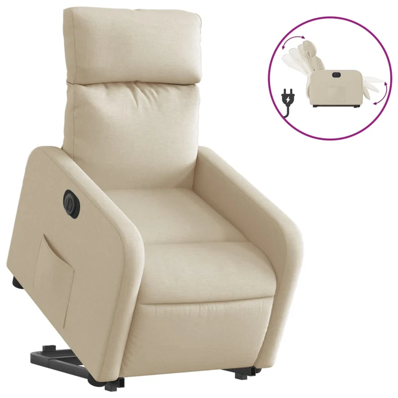 Fauteuil relax TV fonction de levage électrique très confortable en tissu crème DEC028281