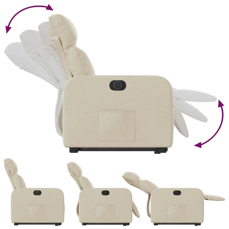 Fauteuil relax TV fonction de levage électrique très confortable en tissu crème DEC028281