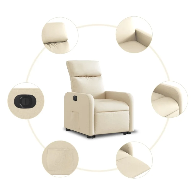 Fauteuil relax TV fonction de levage électrique très confortable en tissu crème DEC028281