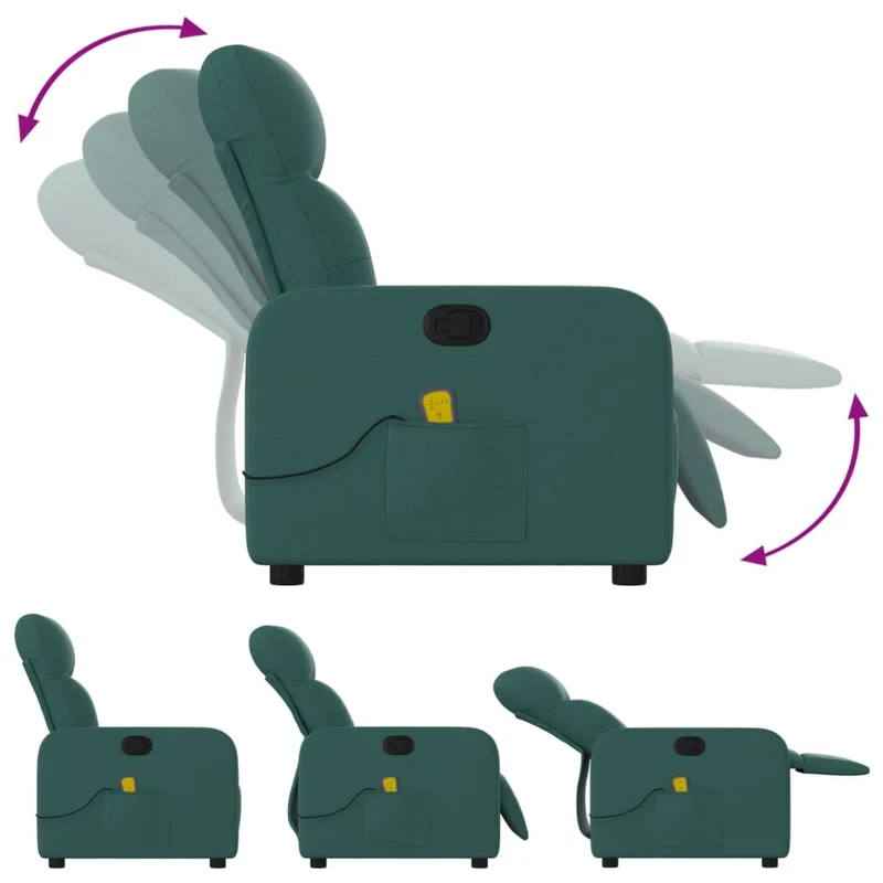 Fauteuil de relaxation TV fonction d'inclinaison manuelle en tissu vert foncé DEC027123