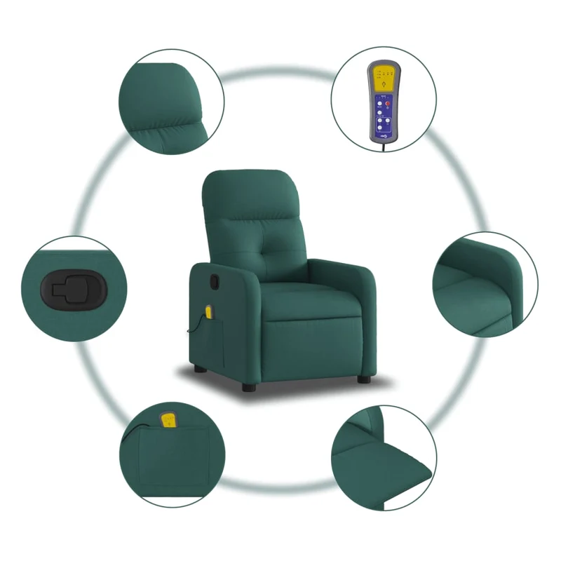 Fauteuil de relaxation TV fonction d'inclinaison manuelle en tissu vert foncé DEC027123