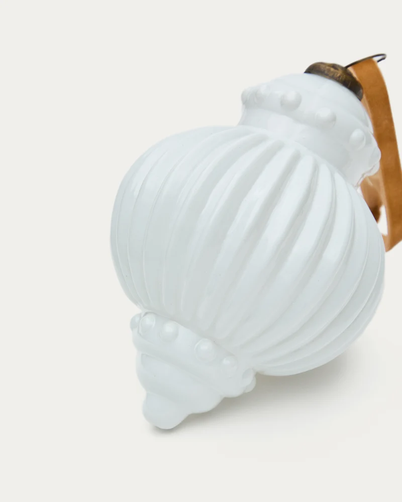 Irlo set of 2 Christmas baubles made of white recycled glass, Ø 13 cm