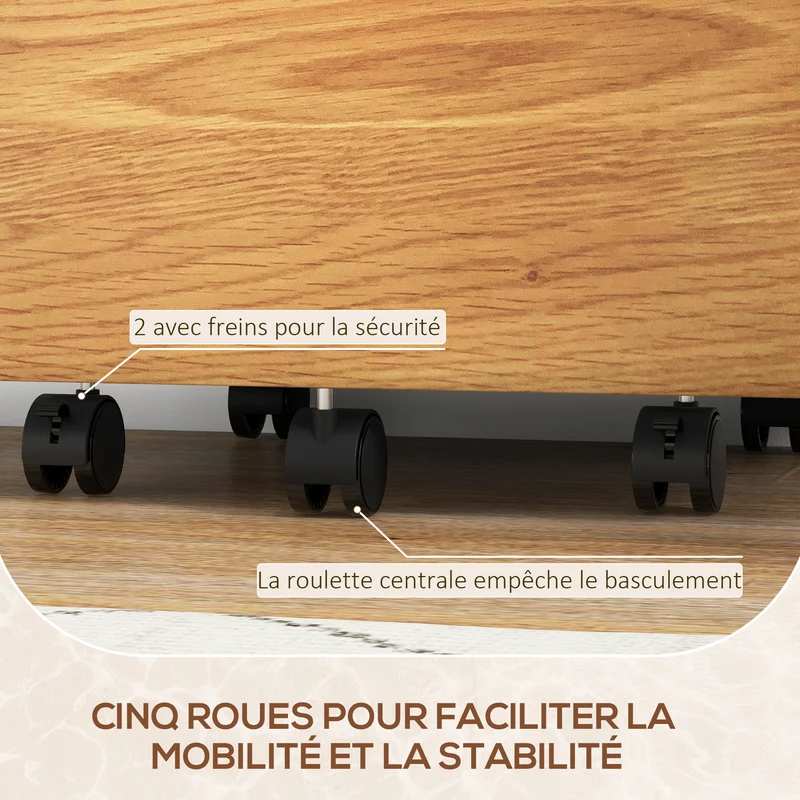 Caisson de bureau 42 x 40 x 60 cm verrouillable 2 tiroirs dossiers suspendus moderne en panneau de particules blanc 21_0006395