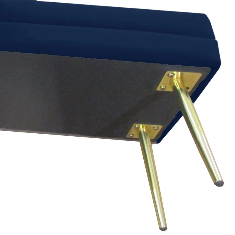 Banquette coffre de rangement 100 x 37,5 x 42 cm assise velours grand rangement style classique chic en polyester bleu 21_0002928