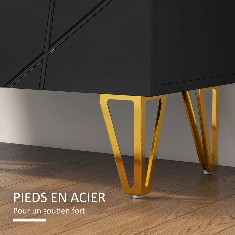 Meuble à chaussures 72 x 31,5 x 95 cm étagères réglables 20 paires design moderne en panneaux de particules noir laqué 21_0002707