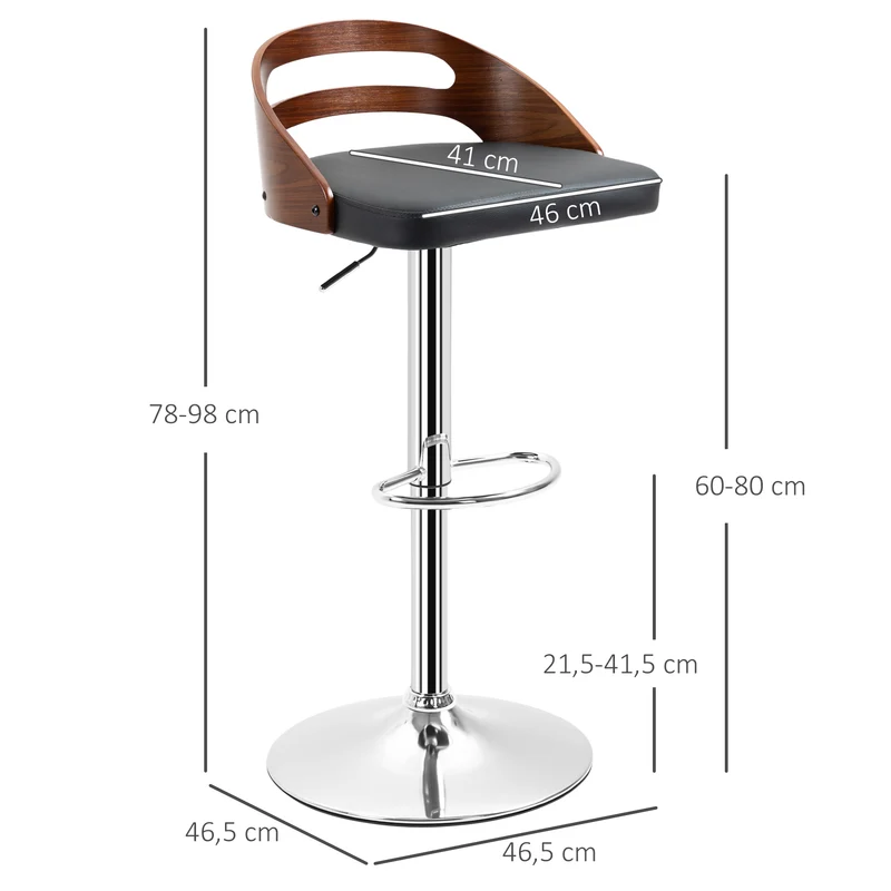 Lot de 2 tabourets de bar 46,5 x 44,5 x 100 cm réglables en hauteur pivotant 360° assise enveloppante design en PU noir 21_0002261