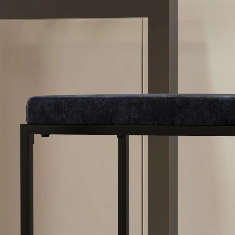 Lot de 2 chaises de bar 42 x 40 x 91 cm assise rembourrée avec repose-pied style contemporain confort en velours noir 21_0003201