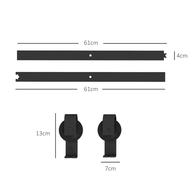Kit de rail porte pliante coulissante 122 x 0,5 x 4 cm gain d'espace silencieux industriel en acier au carbone noir 21_0007145