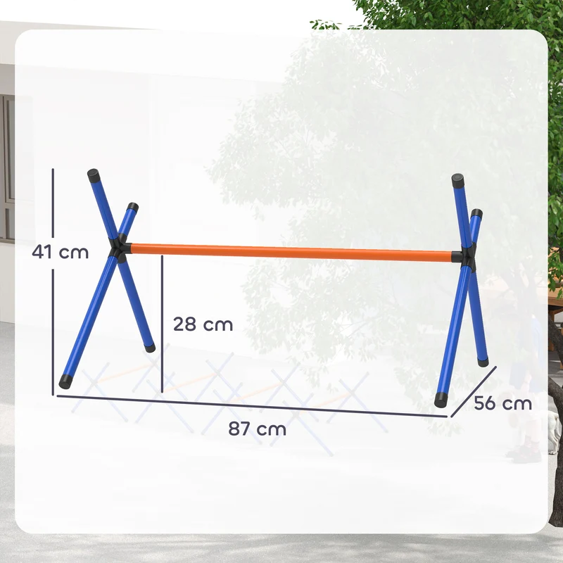 Kit d'agilité pour chien portable 87 x 56 x 41 cm hauteur réglable avec sac idéal jardin moderne en plastique orange 21_0007530