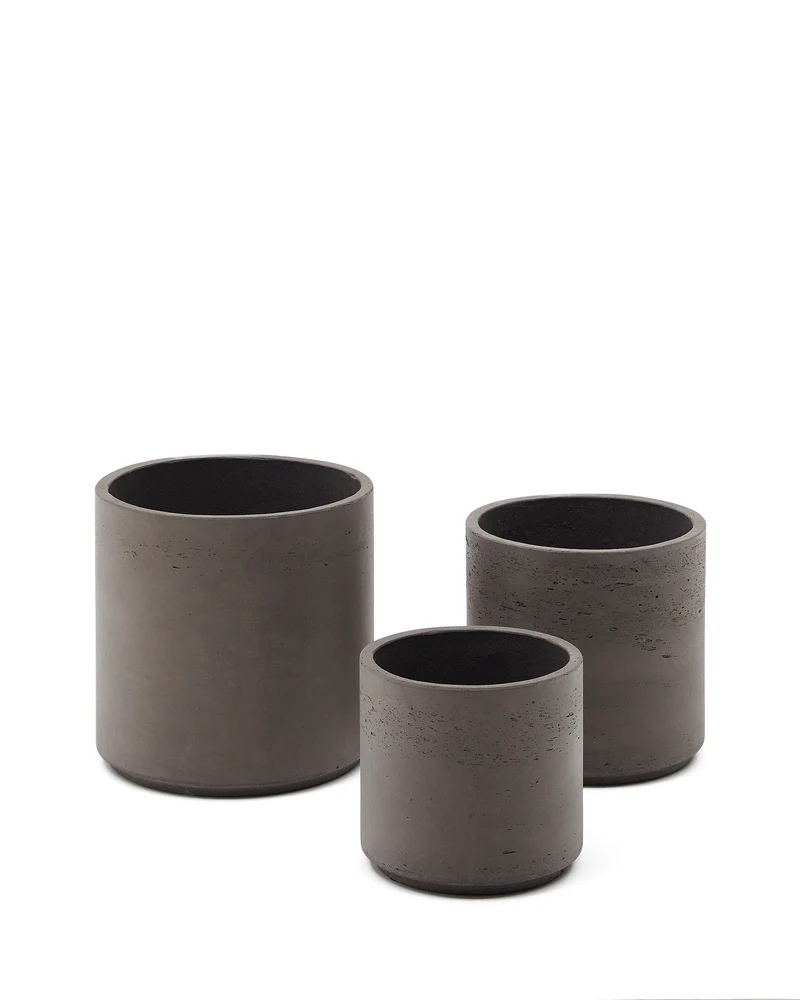 Sintina set of 3 grey cement and fiberglass plant pots Ø 23 cm / Ø 27.5 cm / 32 cm