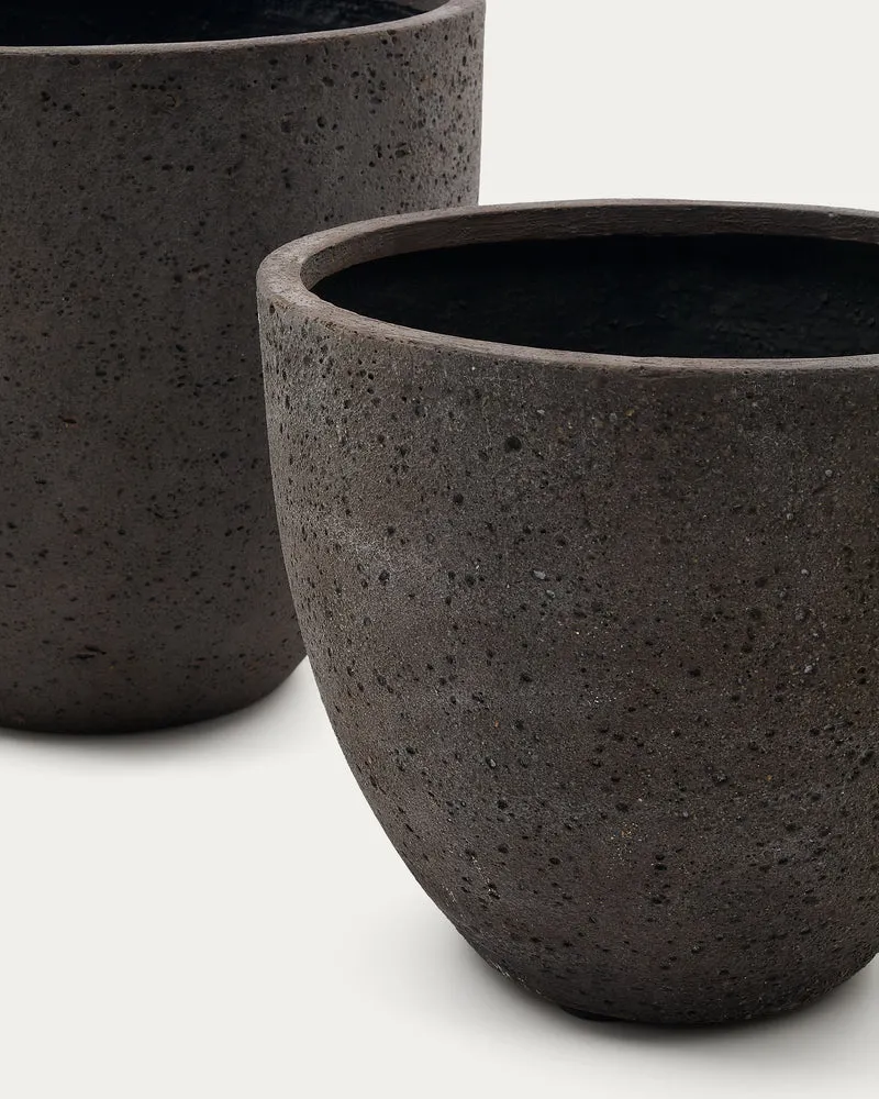 Serili set of 2 dark grey cement and fiberglass plant pots Ø 42 cm / Ø 50 cm